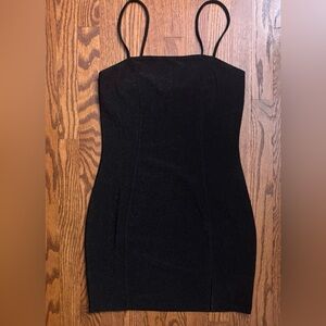 H&M Divided Black Sparkle Mini Dress with Spaghetti Straps Size Medium NWOT